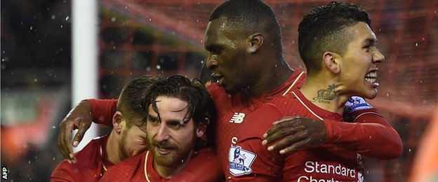 Joe Allen celebrates scoring for Liverpool against Arsenal