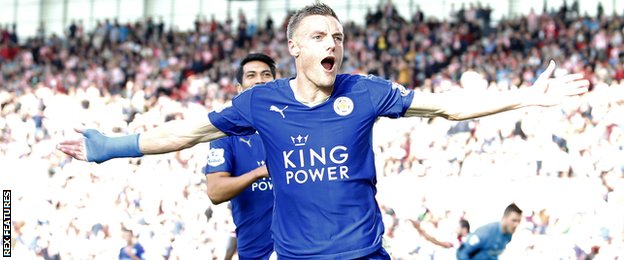 Jamie Vardy scores against Stoke