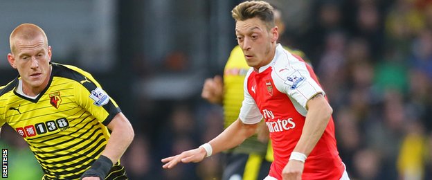 Mesut Ozil in action for Arsenal