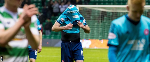 Hamilton's Darian MacKinnon cuts a dejected figure at Celtic Park