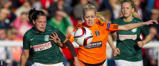 Hibernian's Lisa Robertson (left) and Glasgow City's Denise O'Sullivan