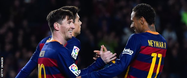 Lionel Messi celebrates scoring against Real Sociedad