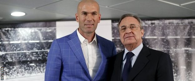 Zinedine Zidane (left) and president Florentino Perez