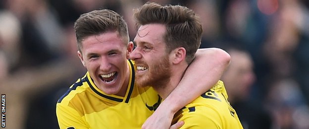 Oxford's John Lundstram, left, joined from Everton in the summer and he produced an accomplished midfield display - making more passes and winning more tackles than any of his team-mates, while making four interceptions and winning the ball back 12 times in total