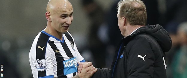 Newcastle midfielder Jonjo Shelvey (left) and manager Steve McClaren