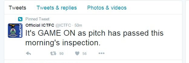 A tweet from the official Inverness Caledonian Thistle Twitter account